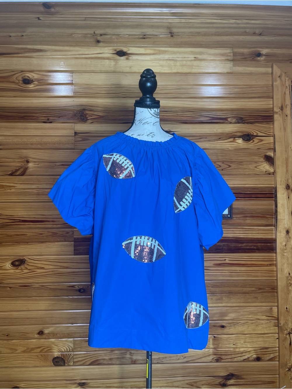 ODDY Royal Blue Football sequined blouse
